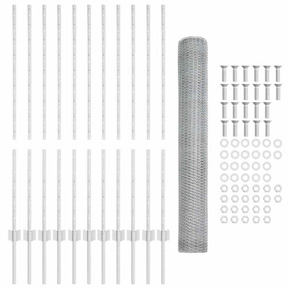 Zaun mit Pfosten Silber 1.2 x 25 m Stahl