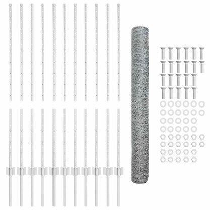 Zaun mit Pfosten Silber 1.2 x 25 m Stahl