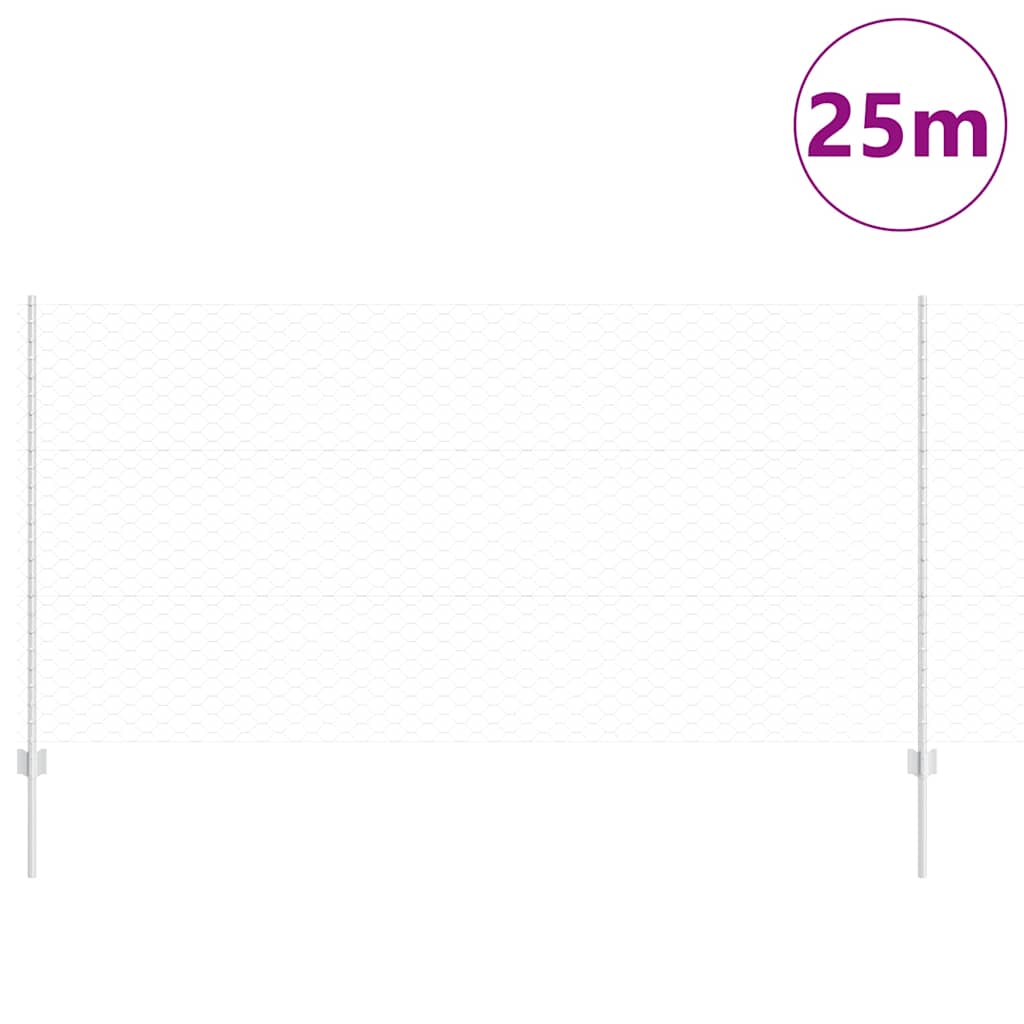 Zaun mit Pfosten Silber 1.2 x 25 m Stahl