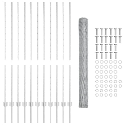 Zaun mit Pfosten Silber 1.4 x 25 m Stahl