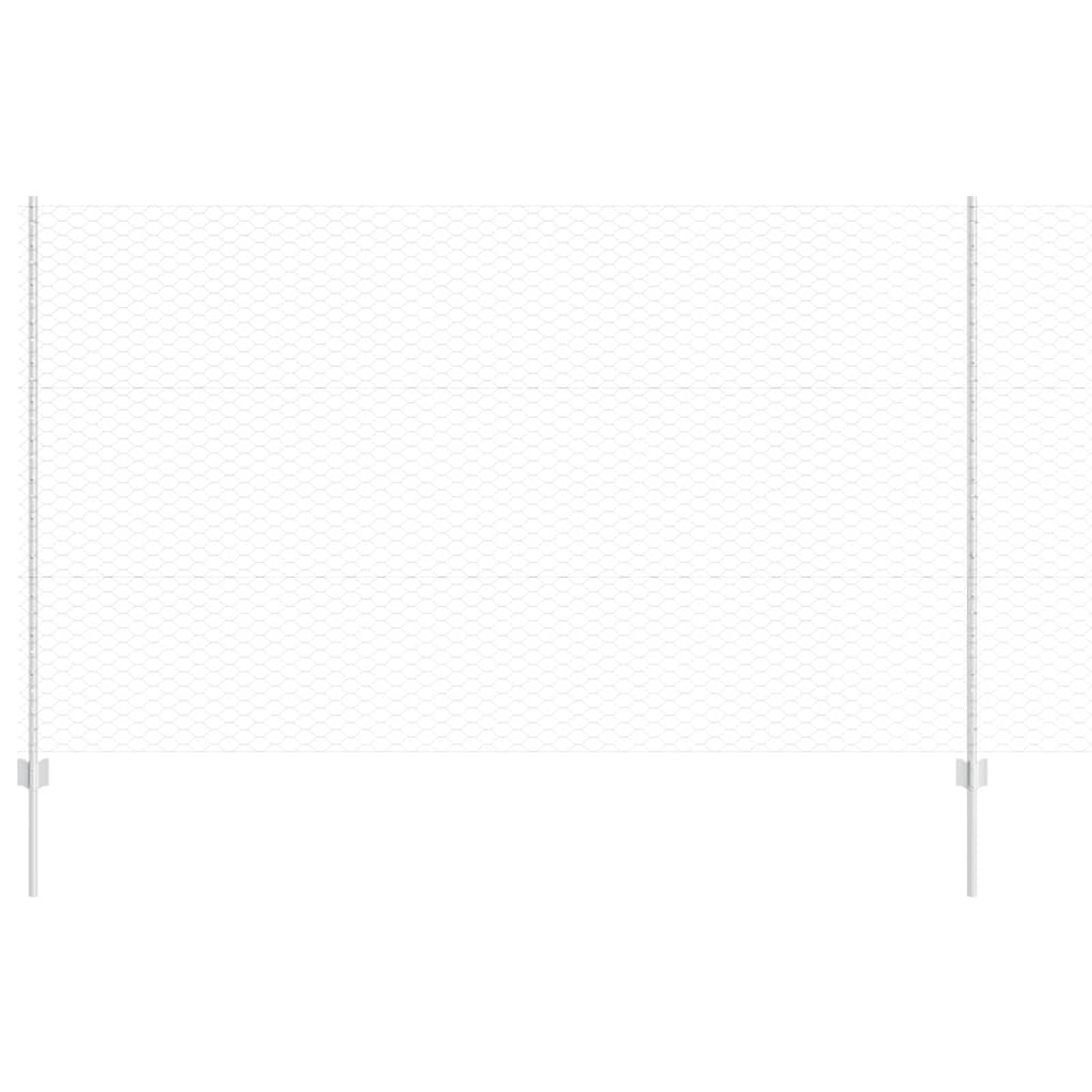 Zaun mit Pfosten Silber 1.4 x 25 m Stahl
