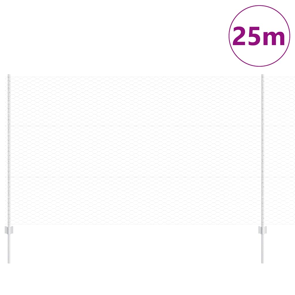 Zaun mit Pfosten Silber 1.4 x 25 m Stahl