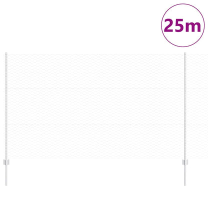 Zaun mit Pfosten Silber 1.4 x 25 m Stahl