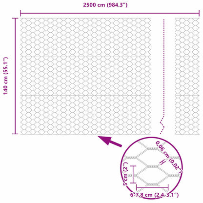Zaun mit Pfosten Silber 1.4 x 25 m Stahl