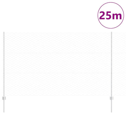 Zaun mit Pfosten Silber 1.4 x 25 m Stahl