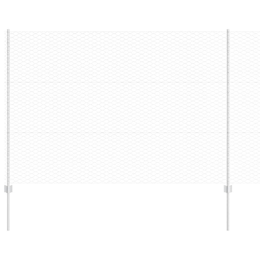 Zaun mit Pfosten Silber 1.5 x 25 m Stahl