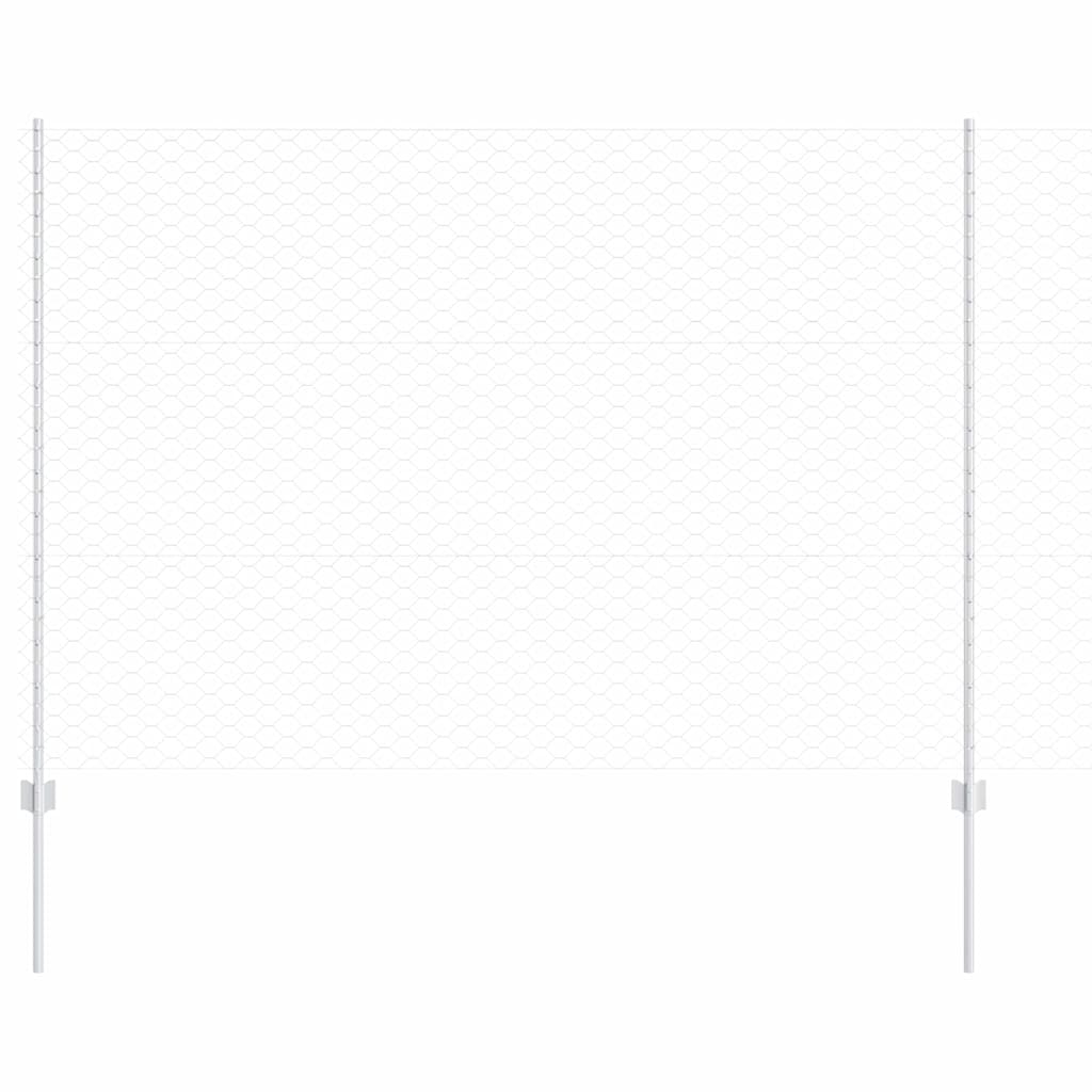 Zaun mit Pfosten Silber 1.5 x 25 m Stahl