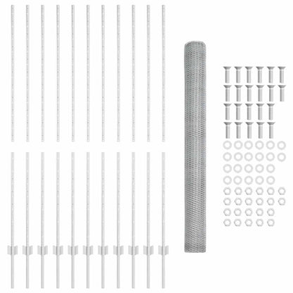 Zaun mit Pfosten Silber 1.6 x 25 m Stahl