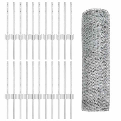 Zaun mit Pfosten Silber 0.4 x 50 m Stahl