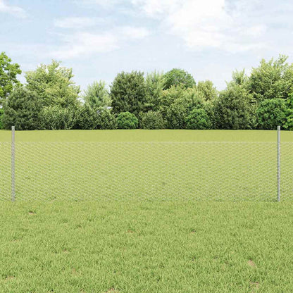 Zaun mit Pfosten Silber 0,5 x 50 m Stahl