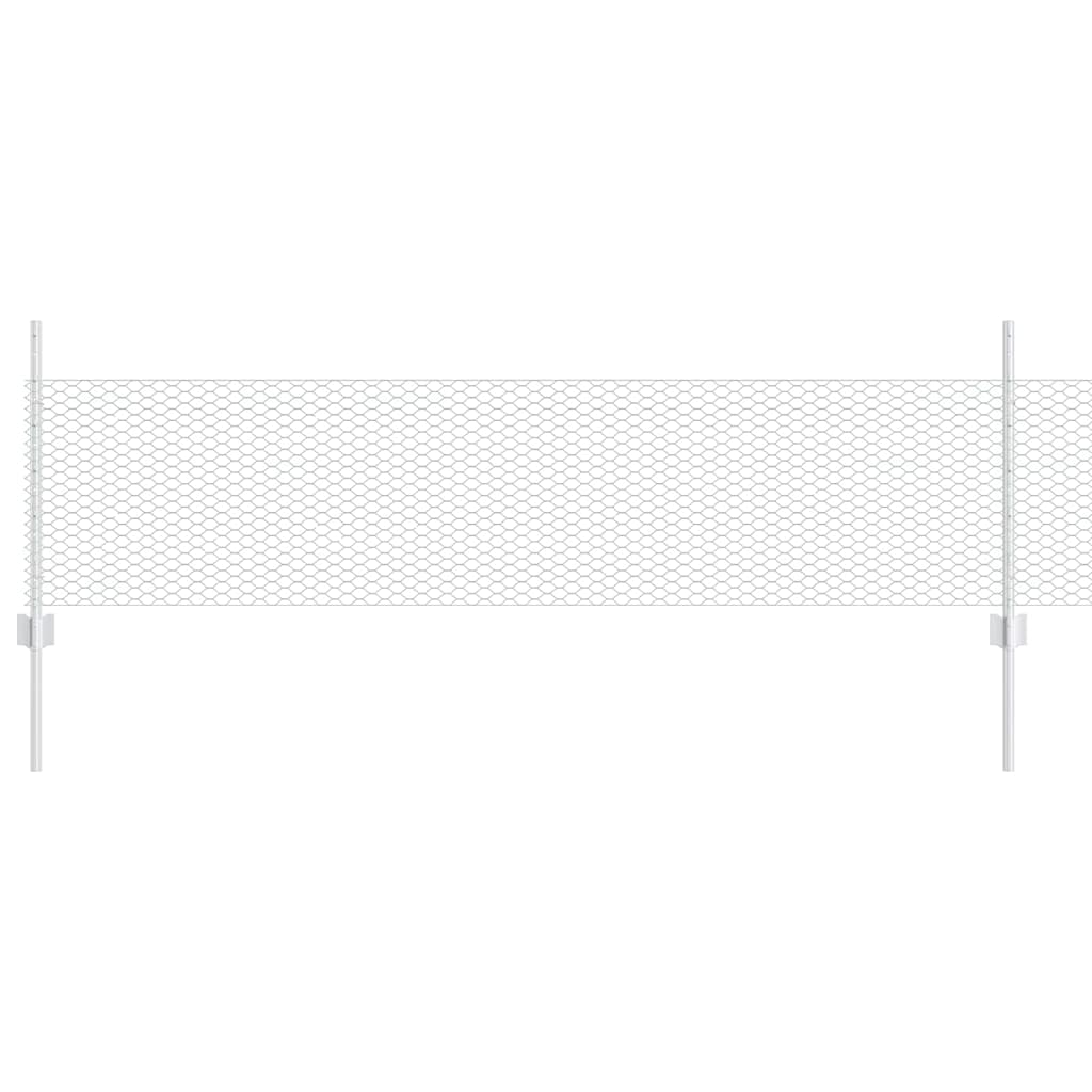 Zaun mit Pfosten Silber 0,5 x 50 m Stahl