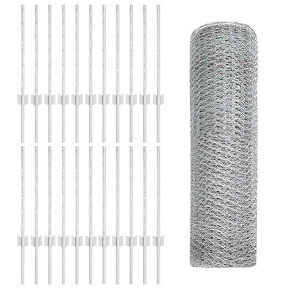 Zaun mit Pfosten Silber 0,5 x 50 m Stahl