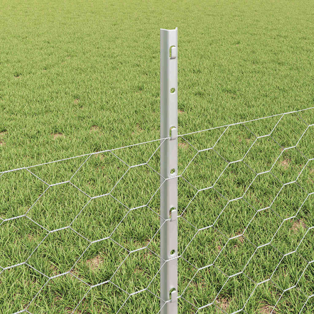 Zaun mit Pfosten Silber 0,5 x 50 m Stahl