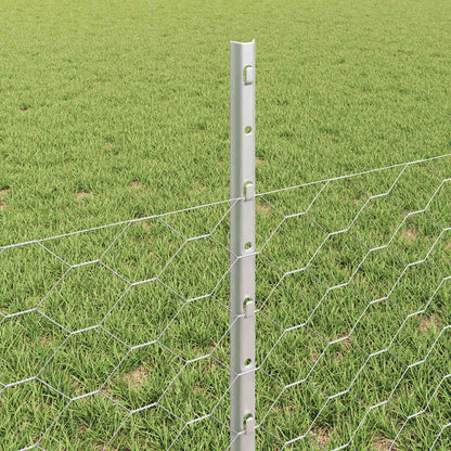 Zaun mit Pfosten Silber 0,5 x 50 m Stahl