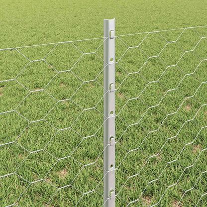 Zaun mit Pfosten Silber 0,6 x 50 m Stahl