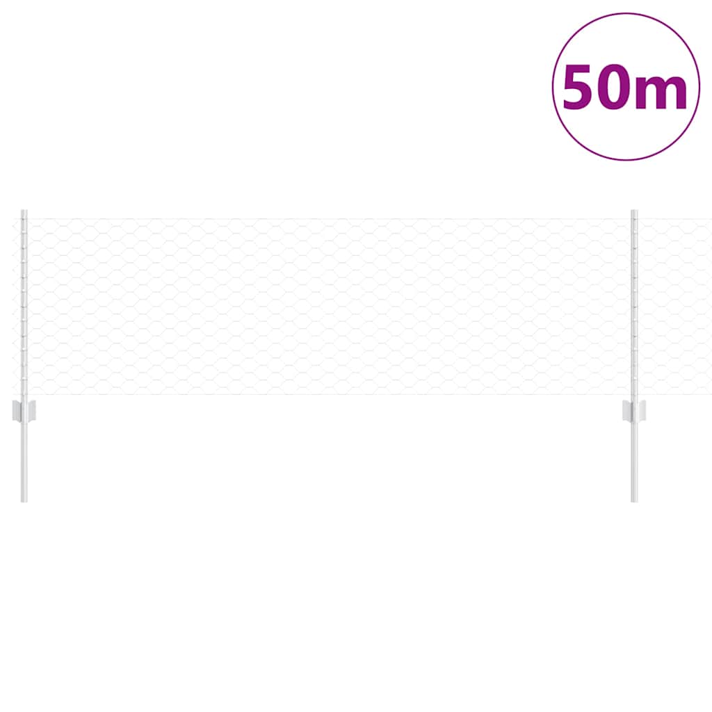 Zaun mit Pfosten Silber 0.6 x 50 m Stahl