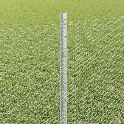 Zaun mit Pfosten Silber 0,8 x 50 m Stahl