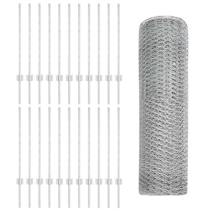 Zaun mit Pfosten Silber 0,8 x 50 m Stahl