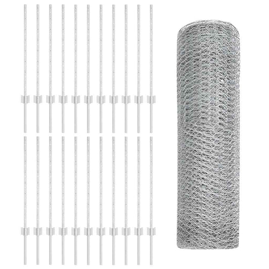 Zaun mit Pfosten Silber 0,8 x 50 m Stahl