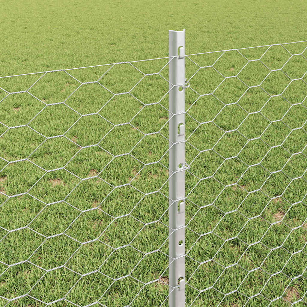 Zaun mit Pfosten Silber 0,8 x 50 m Stahl