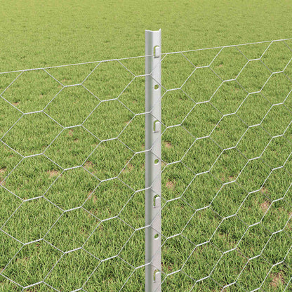 Zaun mit Pfosten Silber 0,8 x 50 m Stahl