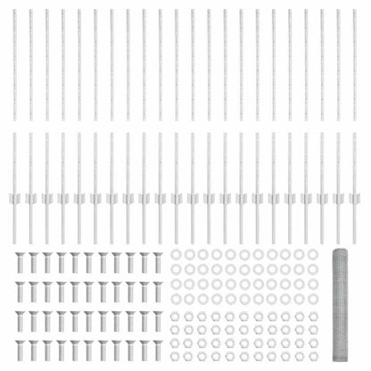 Zaun mit Pfosten Silber 1 x 50 m Stahl