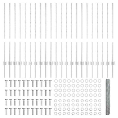 Zaun mit Pfosten Silber 1 x 50 m Stahl