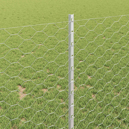 Zaun mit Pfosten Silber 1 x 50 m Stahl