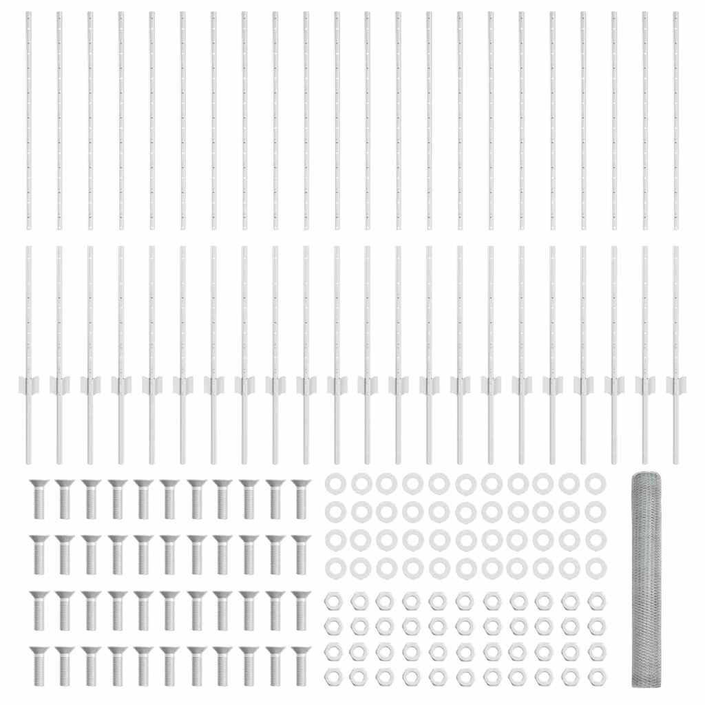 Zaun mit Pfosten Silber 1.2 x 50 m Stahl