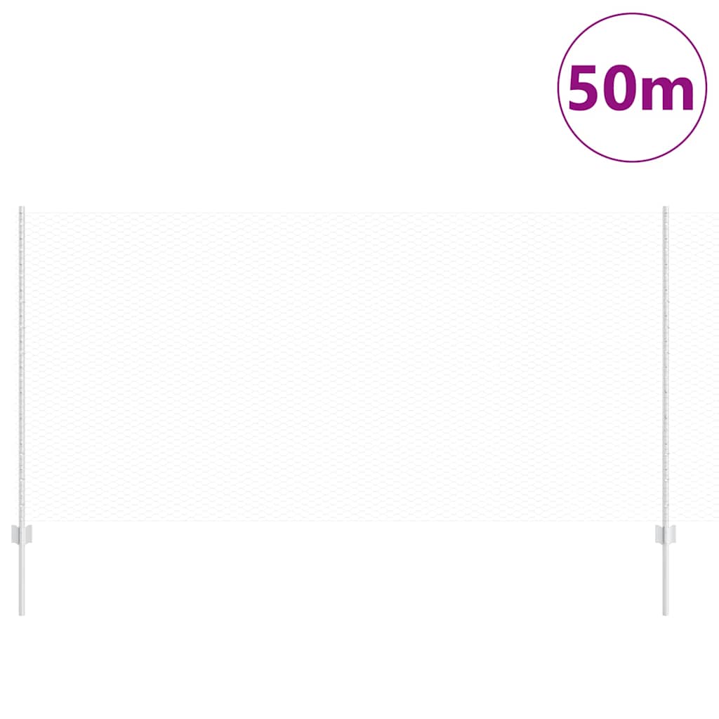 Zaun mit Pfosten Silber 1.2 x 50 m Stahl