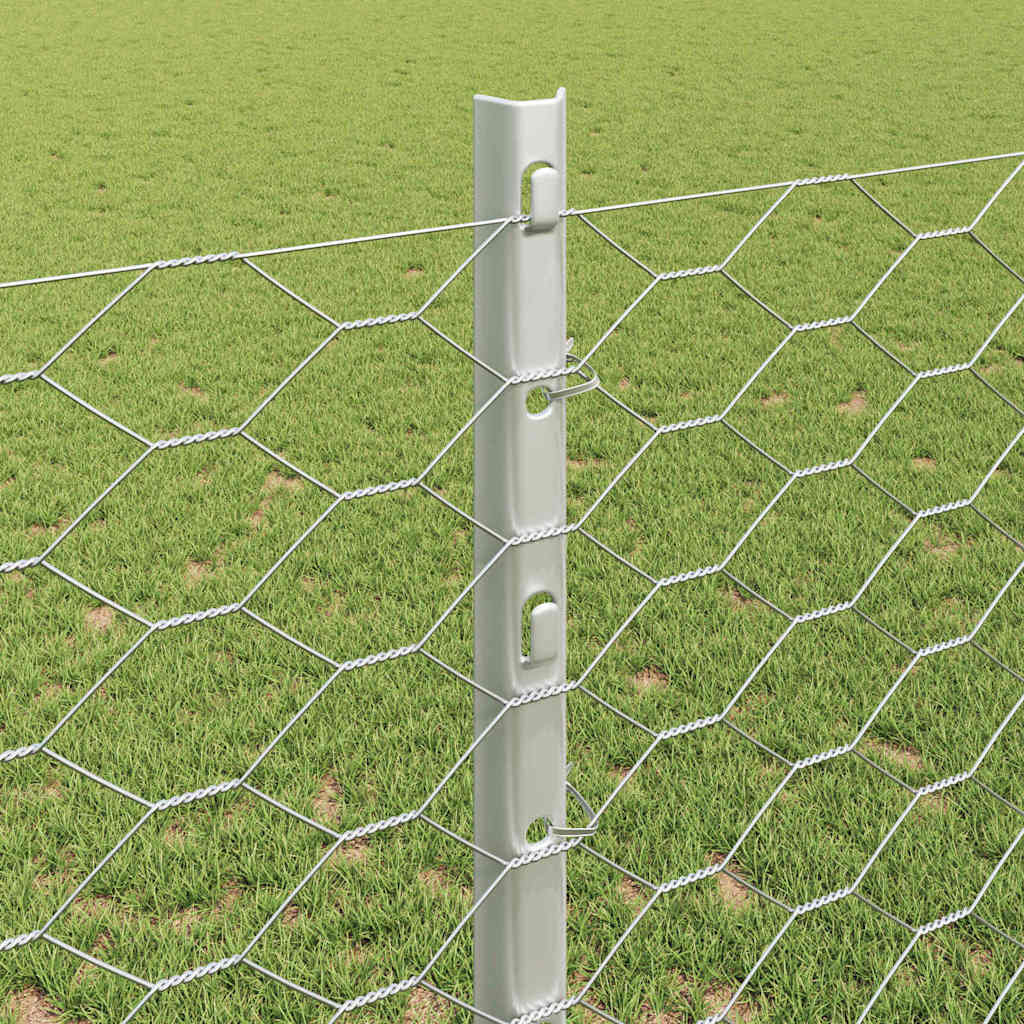 Zaun mit Pfosten Silber 1,2 x 50 m Stahl