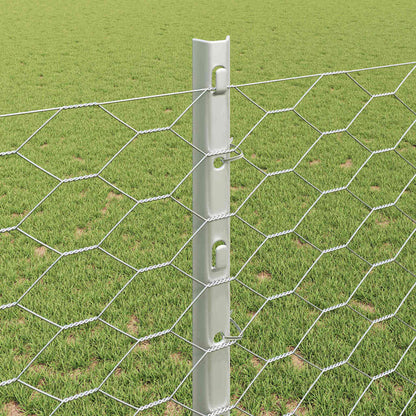 Zaun mit Pfosten Silber 1,2 x 50 m Stahl