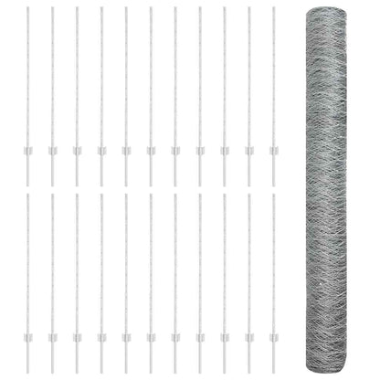 Zaun mit Pfosten Silber 1.2 x 50 m Stahl