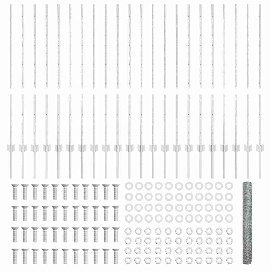 Zaun mit Pfosten Silber 1.2 x 50 m Stahl