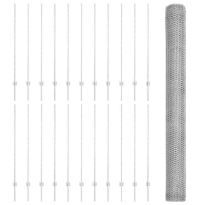 Zaun mit Pfosten Silber 1.4 x 50 m Stahl