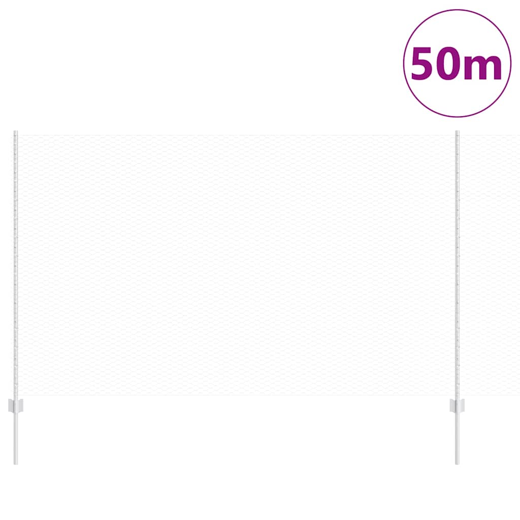 Zaun mit Pfosten Silber 1.4 x 50 m Stahl