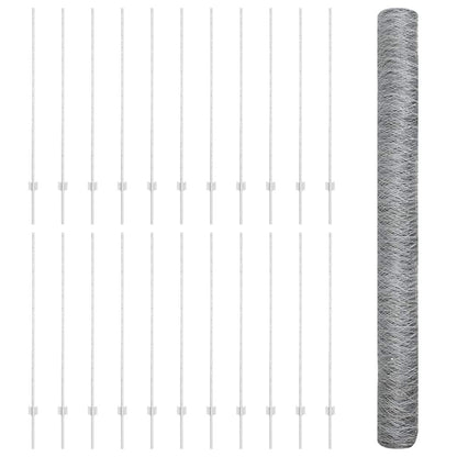 Zaun mit Pfosten Silber 1.4 x 50 m Stahl
