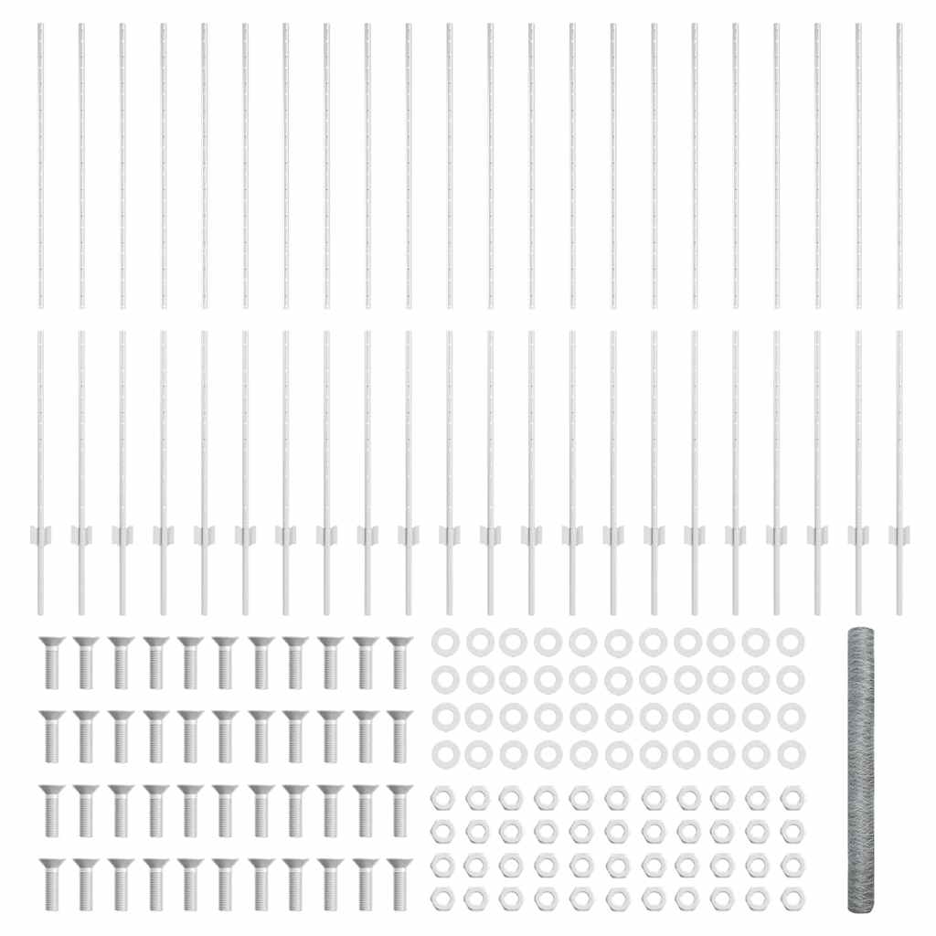 Zaun mit Pfosten Silber 1.5 x 50 m Stahl