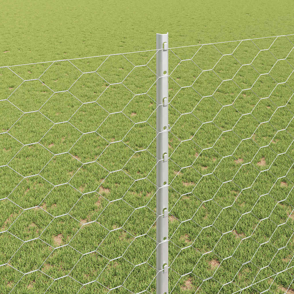Zaun mit Pfosten Silber 1,5 x 50 m Stahl