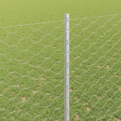 Zaun mit Pfosten Silber 1,5 x 50 m Stahl