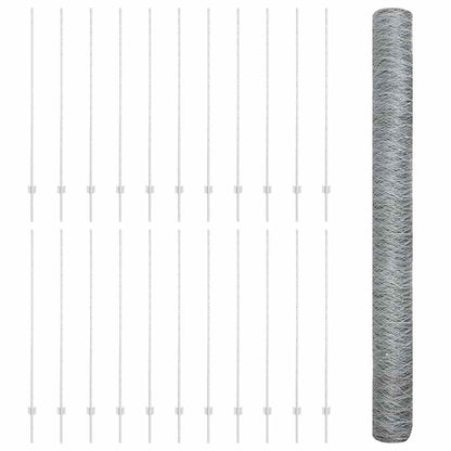 Zaun mit Pfosten Silber 1.6 x 50 m Stahl