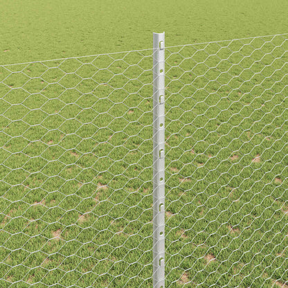 Zaun mit Pfosten Silber 1,6 x 50 m Stahl