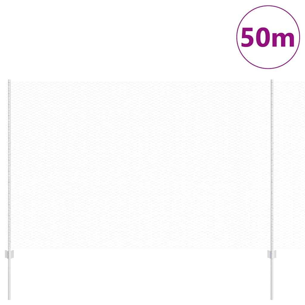 Zaun mit Pfosten Silber 1.6 x 50 m Stahl