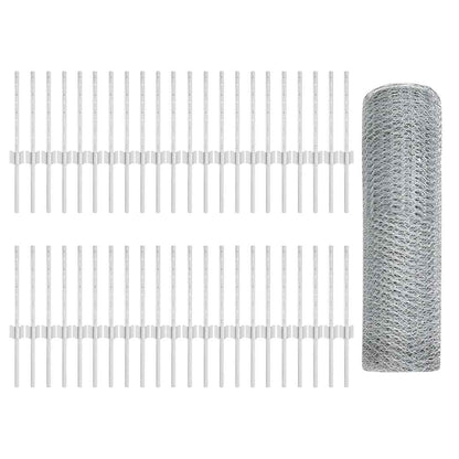 Zaun mit Pfosten Silber 0,4 x 100 m Stahl