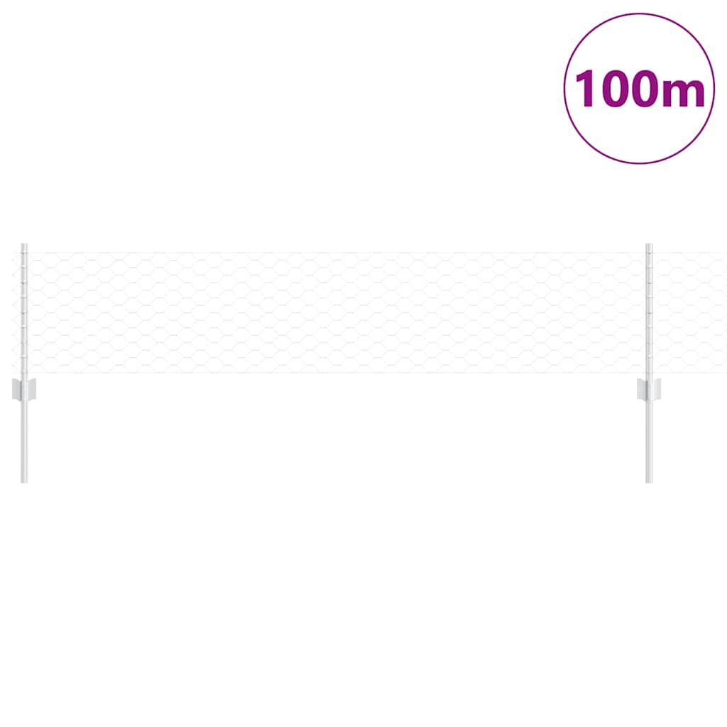 Zaun mit Pfosten Silber 0,4 x 100 m Stahl