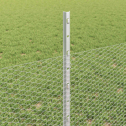 Zaun mit Pfosten Silber 0,5 x 100 m Stahl
