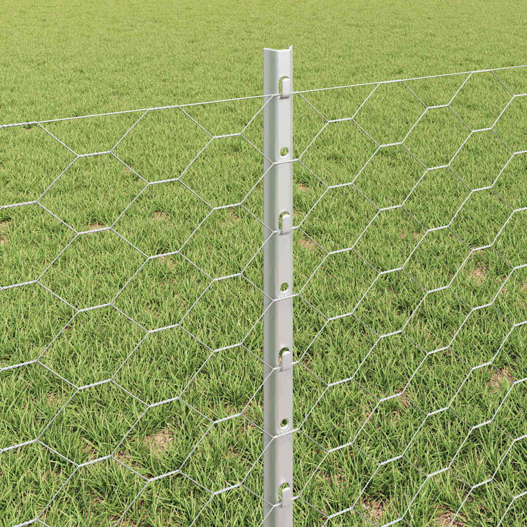 Zaun mit Pfosten Silber 0,6 x 100 m Stahl