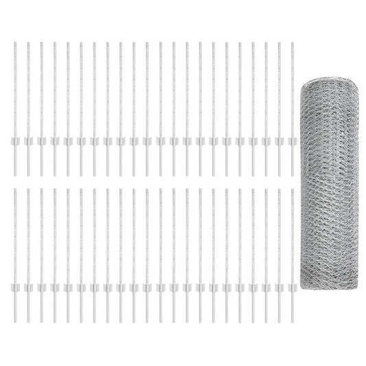 Zaun mit Pfosten Silber 0,8 x 100 m Stahl