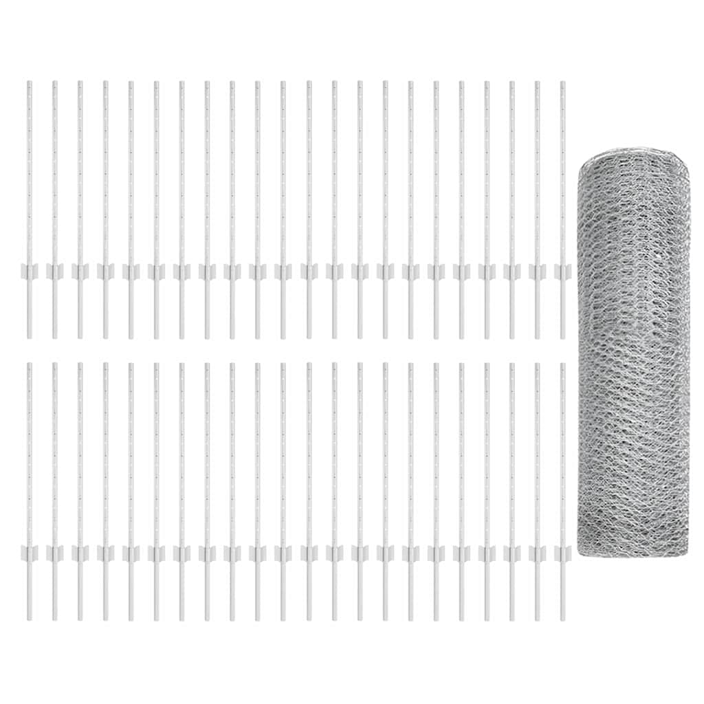 Zaun mit Pfosten Silber 0,8 x 100 m Stahl