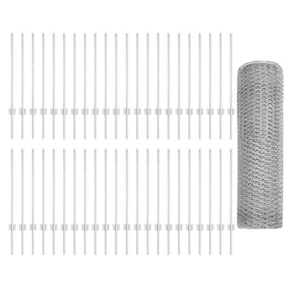 Zaun mit Pfosten Silber 0,8 x 100 m Stahl